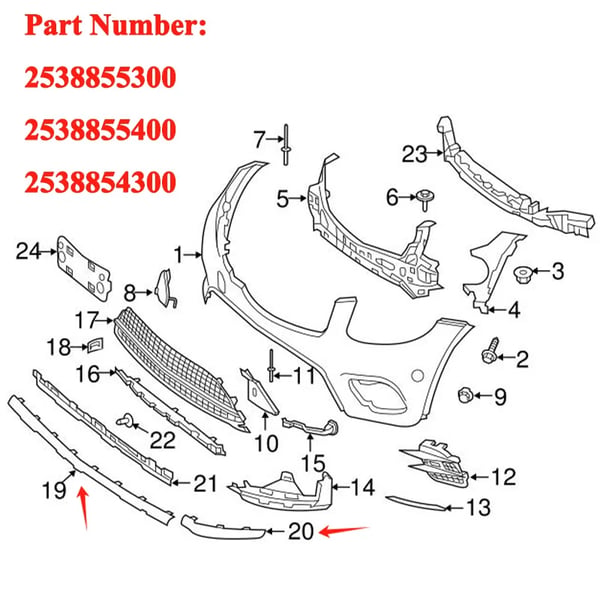 Front Bumper Cover Molding Trim, Højkvalitets ABS Plast, Glans Sort, Perfekt Pasform til 2016-2019 Modeller,3stk sæt