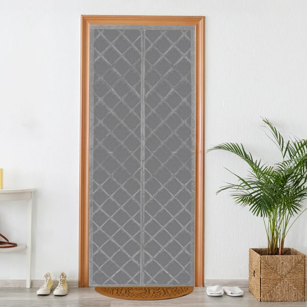 Magnetisk termisk isoleret dørgardin, holdbart materiale, nem installation,33.5 X 80.7in, Grå