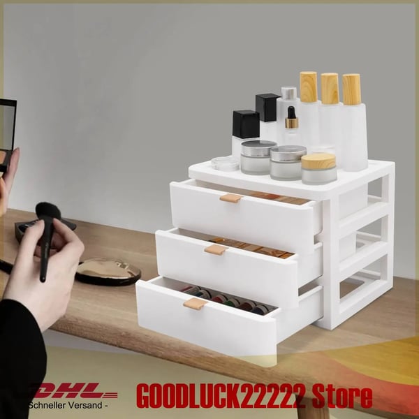 Skrivebordsopbevaringsboks, Højkvalitets PP-materiale, 3 Skuffe Design, Rektangulære Dimensioner, Egnet Bæreevne 11,02 lbs, Pladsbesparende