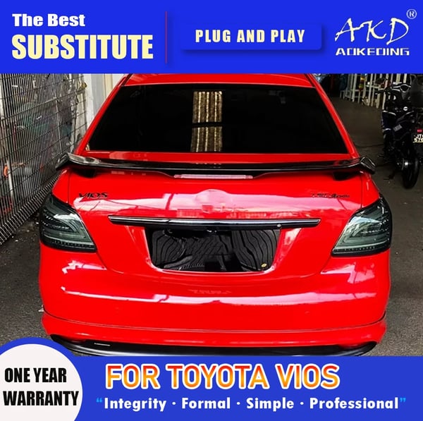 AKD Baglygter til Toyota Vios, 12V Spænding, Holdbart PP Materiale,Sort stil