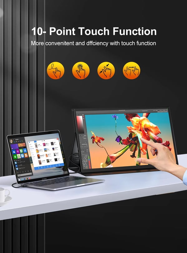 Bärbar Pekskärm, 120Hz Uppdateringsfrekvens, HDR-visualer,EU-kontakt