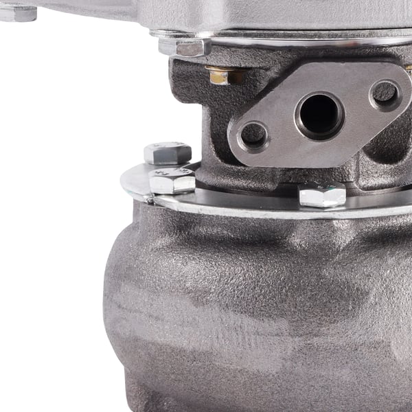 Turbocharger med støbt hus, længde 26 cm, bredde 25 cm, højde 23 cm, understøtter over 400 HK, maksimal boost 18 PSI