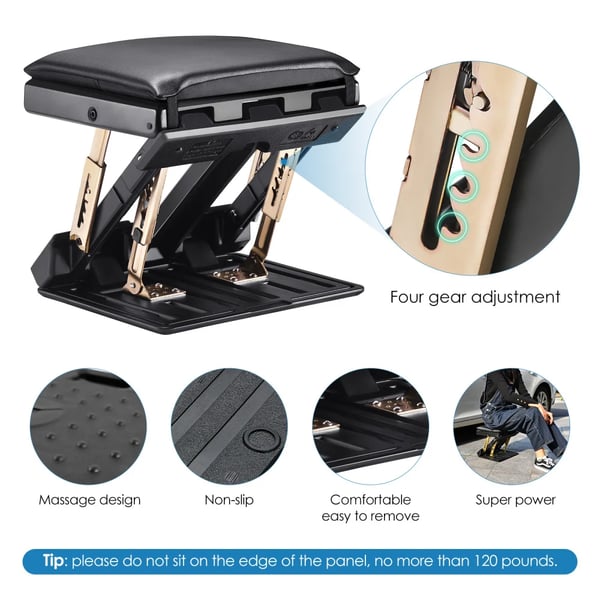 Folding Footrest, Højdejusterbar, Massagefunktion,sort