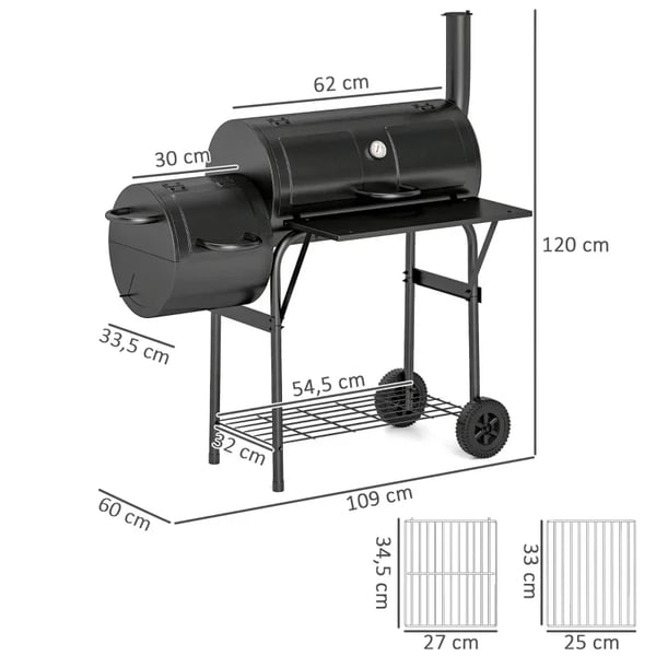 Hiiligrilli, 2-in-1-muotoilu, helppo siirtää,musta