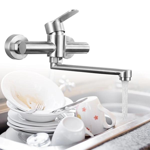 Køkkenvask, 360° roterbar, enkelt håndtag, rustfrit stål, moderne design, maksimal gennemstrømning 7,5 L/min