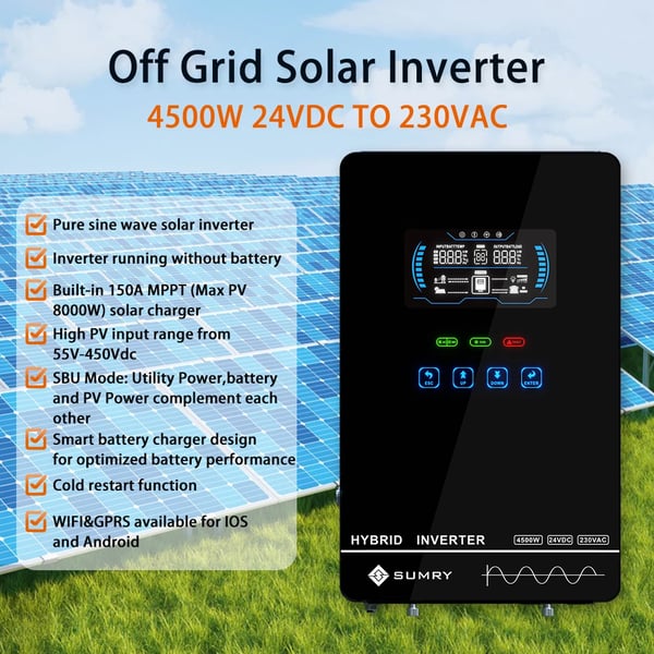 Sol inverter, MPPT teknologi, LCD skærm,Guld