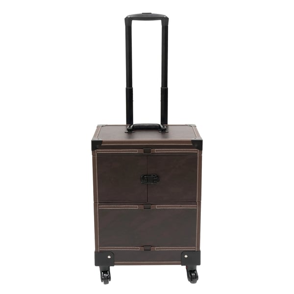 Makeup Train Case, Højkvalitets PU Materiale, Understøtter 110,23 Pounds, Seks Utrækkelige Bakker, Kompakte Dimensioner, Vandtæt Design