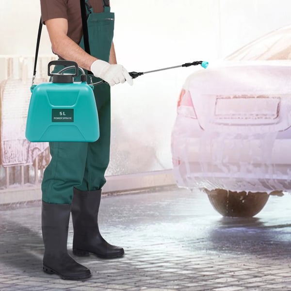 Batteridrevet sprøjte, 5L kapacitet, USB-opladning, holdbare materialer,Grøn
