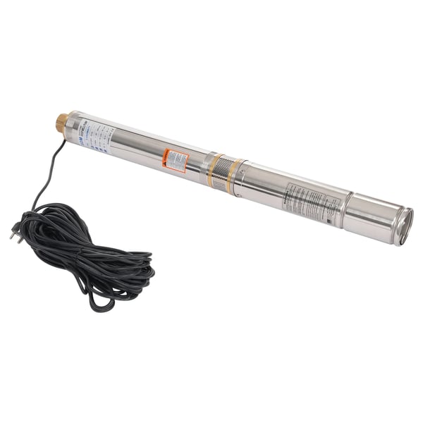 Dybbrøndspumpe, Rustfrit Stål Konstruktion, Høj Effektivitet,EU, 220V, Sølv