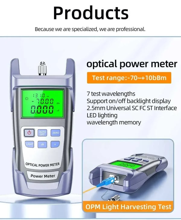 Fiber Optisk Værktøjssæt, Optisk Effektmåler, Visuel Fejlfinder,11 i 1(SQ-6SZH-Kit)
