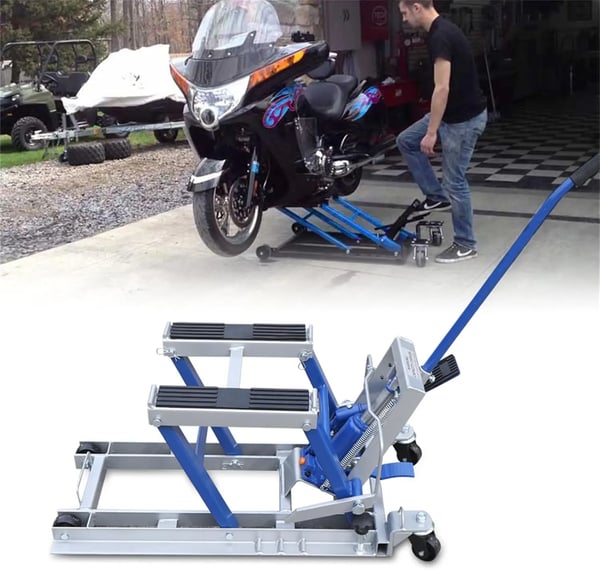 Motorcykellift, hydraulisk mekanisme, justerbar højde,Blå