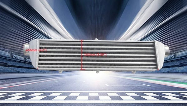 Intercooler, Aluminiumkonstruktion, 550mm x 140mm x 50mm, 2.2-tommer indgang, 2.2-tommer udgang, Delta Fin Design