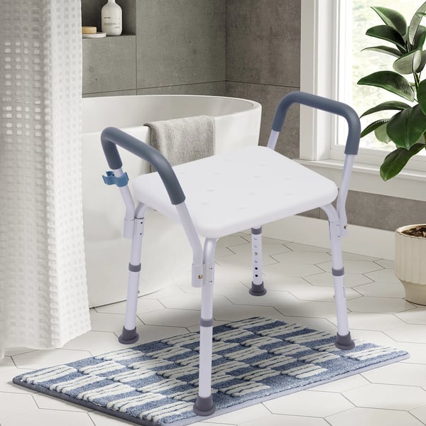 Brusebænk, Justerbar Højde 37-49 cm, Vægtkapacitet 150 kg, Sædestørrelse 33 x 40 cm, Nettovægt 3 kg, Selvstående