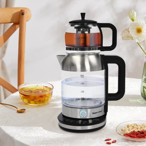 Elkedel, 1L & 2L kapacitet, dobbelt temperaturmuligheder, moderne design,3.0L, Klar