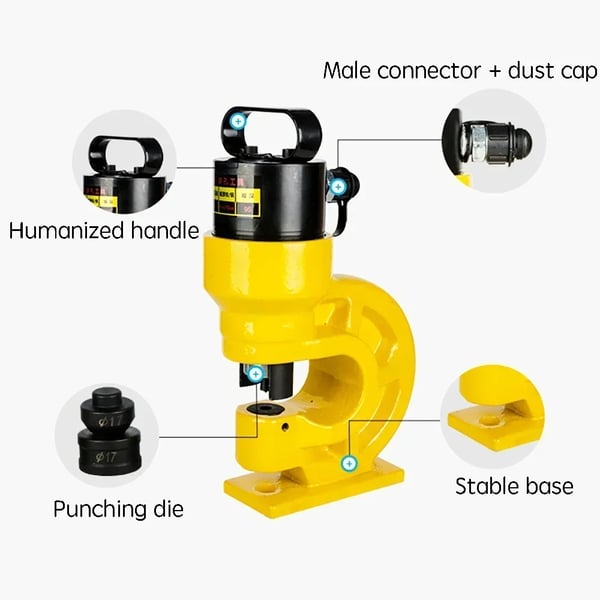 Hydraulisk hålpunch, hållbar högkolfålstål, mångsidig kompatibilitet,Gul