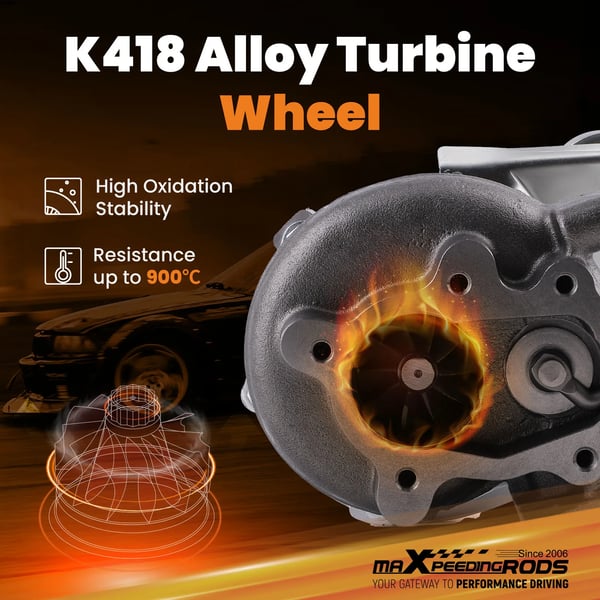 Turbocharger, Turbine A/R 0.64, Kompressor A/R 0.60, Dimensioner 26x25x23 cm, Olieforsyning 12 mm, Hestekræfter Op til 350 HK