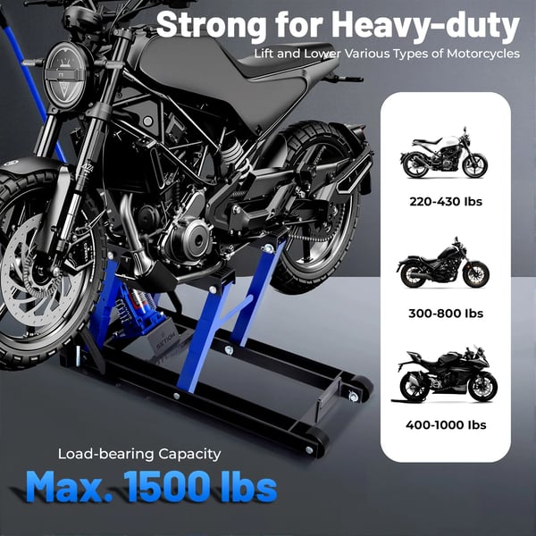 Motorcykellift, hydraulisk drift, 680 kg kapacitet,Blå