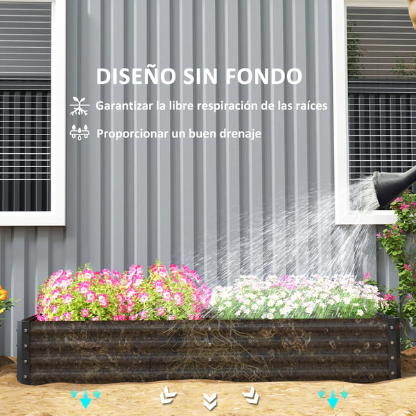 Höjdplanterare, Galvaniserat Stål, Ergonomisk Design,Mörkgrå