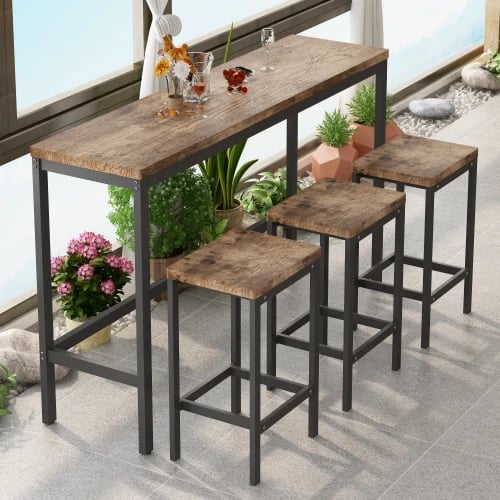 Matbord Set, MDF Paneler, Metallram, Mått 47"x23.5"x36", Belastningskapacitet 300 lbs, Lätt Montering