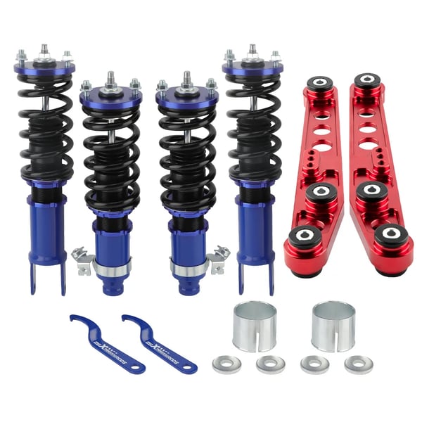Coilover affjedringskit, aluminium materiale, 63 cm længde, 51 cm bredde, 22 mm forreste stangdiameter, passer til performance køretøjer