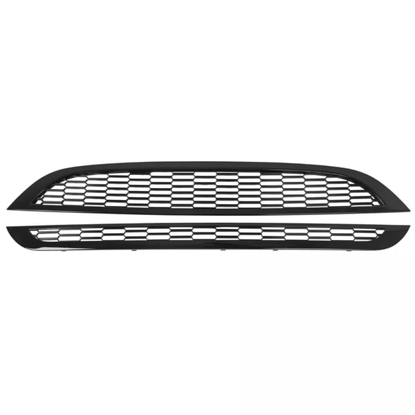 Framstötfångargrillöverdrag, Plastmaterial, Glansig svart färg, Kompatibel med MINI R50 R52 R53, Övre och nedre placering, Matchar originalspecifikationer