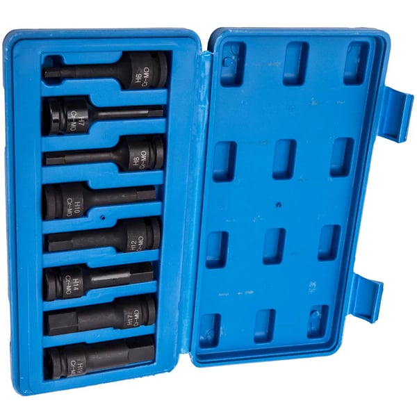 Impact Hex Socket Set, 8-delad, 1/2 tum drivning