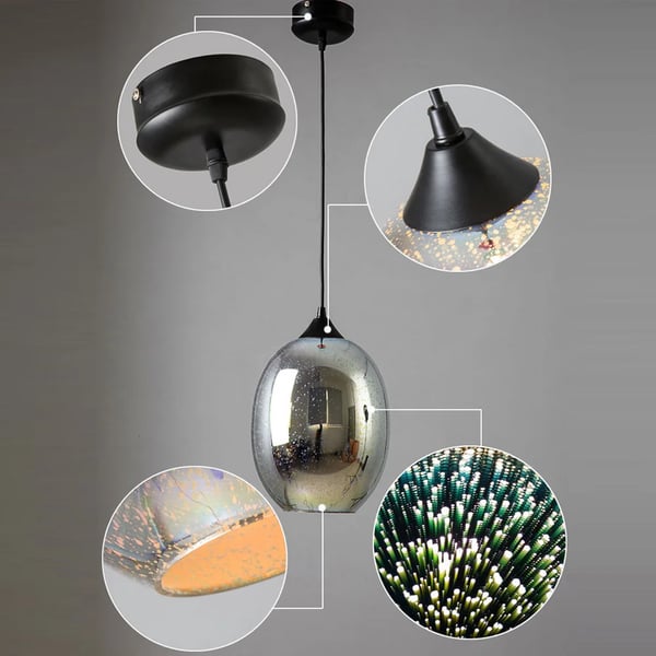 3D Fyrværkeri Loftlampe, Justerbar Højde, Moderne Sølv Design,MULTI