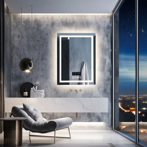 LED Badrumsspegel, Bluetooth-högtalare, Antimolnfunktion,Guld