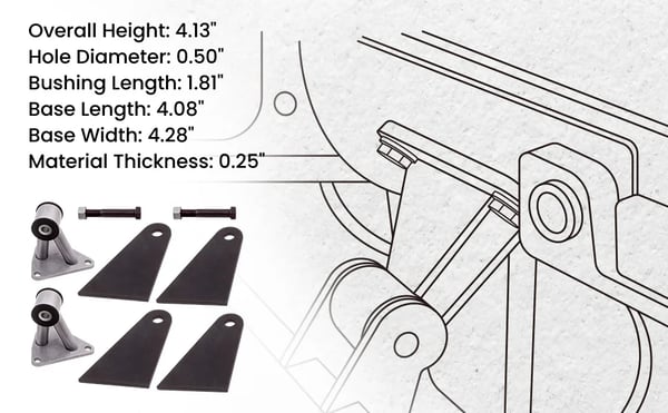 Motorbeslag, kompatibelt med Chevy-motorer, inkluderer hardware