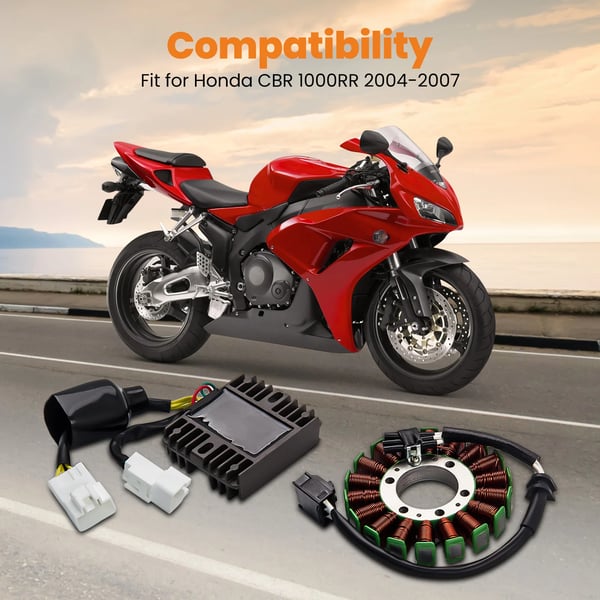 Elektrisk stator spole, Højkvalitets kobberviklinger, Passer til sportmotorcykel (04-07), Direkte erstatning, Plug-and-play installation
