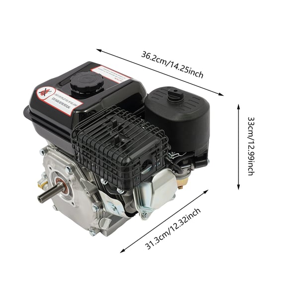 Bensiini moottori, 7.5HP, 212cc, 3600rpm, 3.6L polttoainesäiliö, vetokäynnistys
