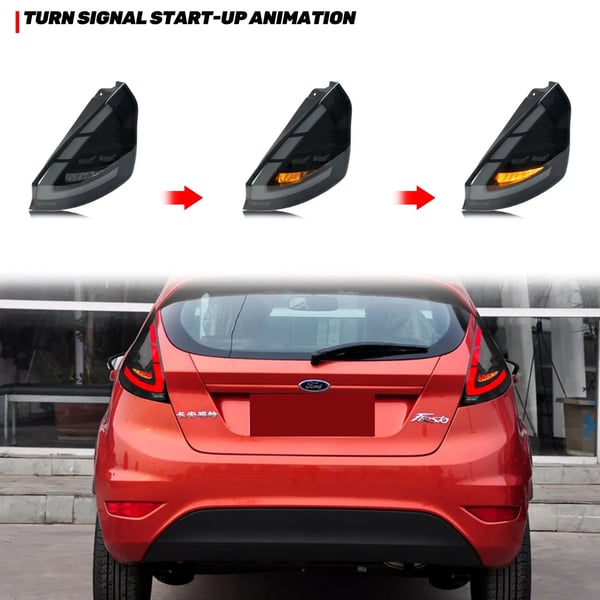 Baglygtesamling, PC ABS PMMA glasmateriale, 35W watt, 12V spænding, sekventiel blinklys, kompatibel med Ford Fiesta MK7 MK7.5 (2009-2020)