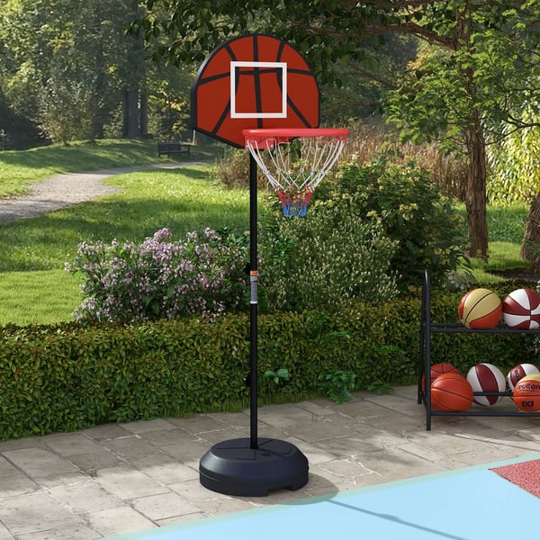 Basketballkurv, Justerbar Højde, Holdbar Konstruktion,Sort