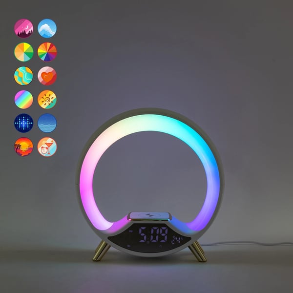 Skrivebordslampe, Trådløs Opladning, Bluetooth Musik Synkronisering,Elfenben