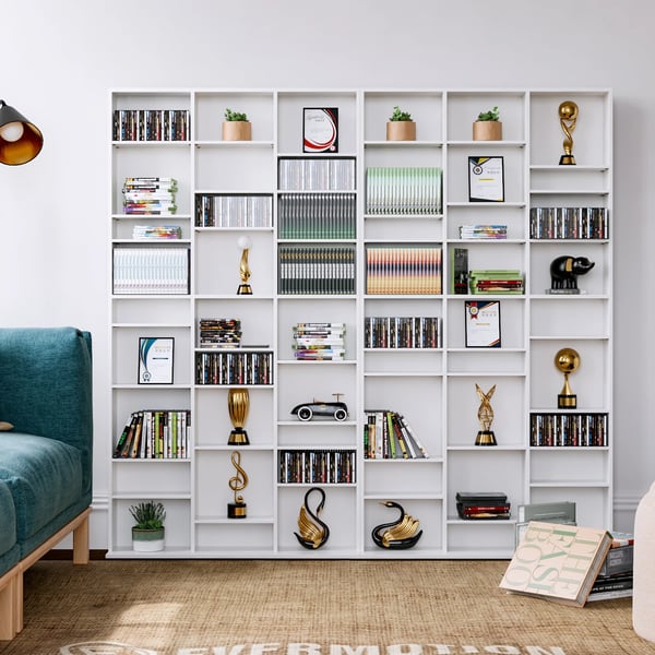 CD Reol, 27 Rum, Højdejusterbare Hylder, Moderne Design, Træmateriale, 102,5x23,5x190 cm