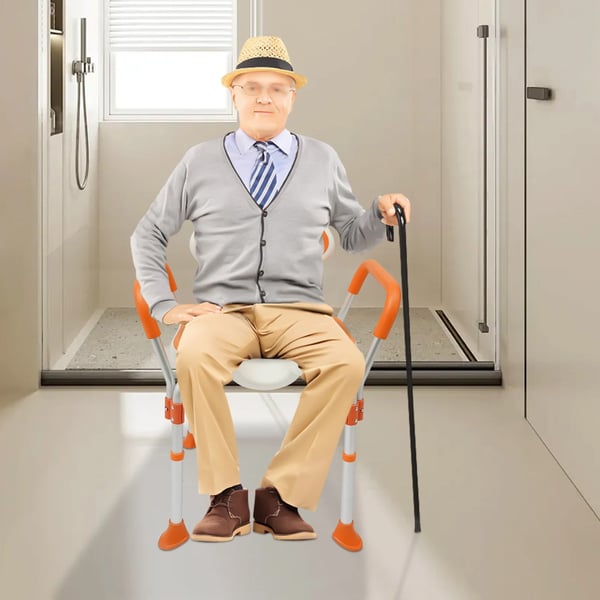Duschstol, Justerbar Höjd, Antiglid Säkerhetsfunktioner,Orange