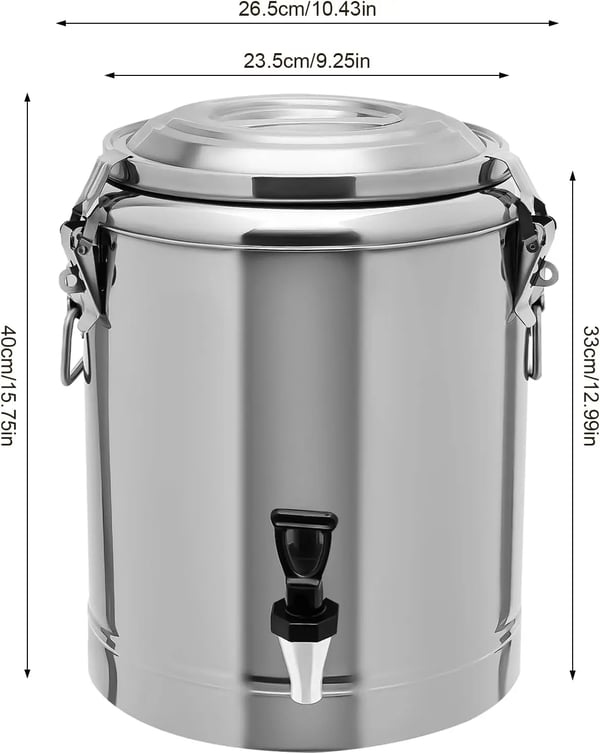Isoleret Beholder, 14 Liter Kapacitet, Holdbart Rustfrit Stål,Sølv