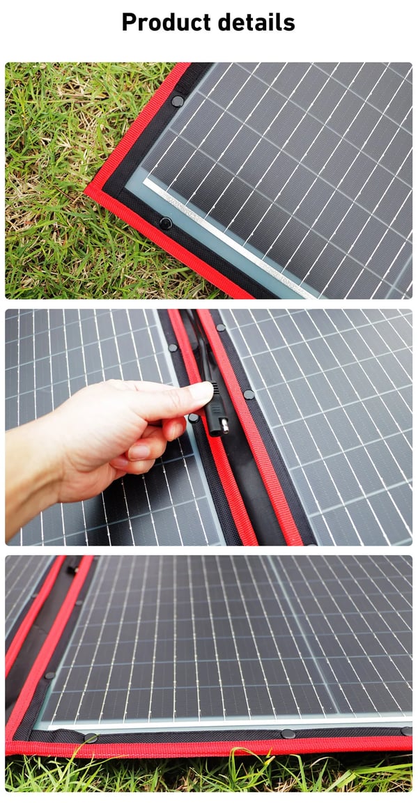 Solpanel, bærbar og foldbar, effektiv energiproduktion,100W