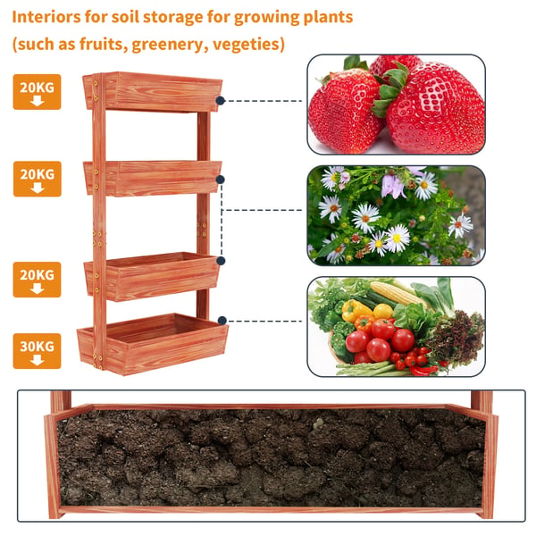 Haveplanter, Vertikal Pladsoptimering, Aftagelige Plantekasser,Brun