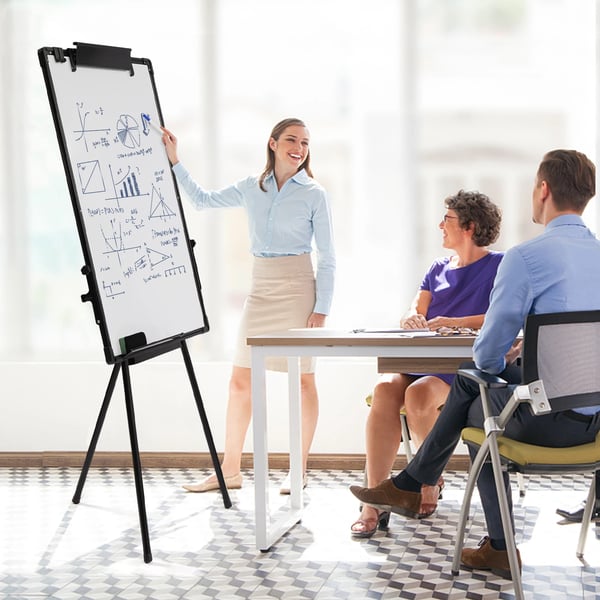 Whiteboard, Magnetic Surface, Foldable Stand, Adjustable Height, User-Friendly Design