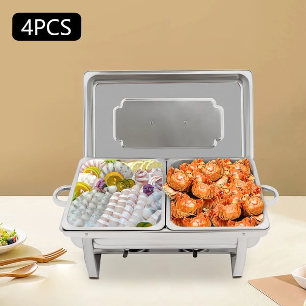 Chafing Dish Buffet Varmer Sæt, Rustfrit Stål, 3,5L Kapacitet,Lys Grå