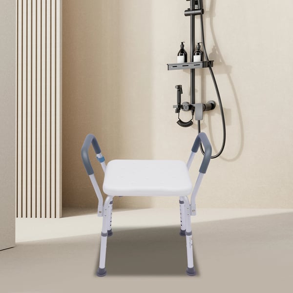 Brusebænk, Justerbar Højde 37-49 cm, Vægtkapacitet 150 kg, Sædestørrelse 33 x 40 cm, Nettovægt 3 kg, Selvstående