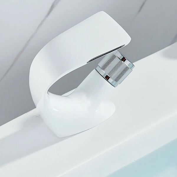 Badeværelsesarmatur, Kobber, Hvid, Installationshul Diameter 3,5-4 cm, Produkt Højde 19,1 cm, Bordmonteret