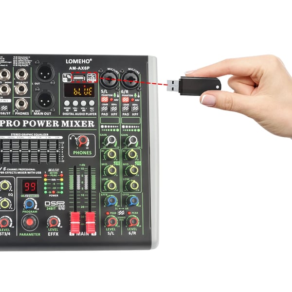 LOMEHO Power Mixer, 100W Udgang, Bluetooth Forbindelse,EU STIK