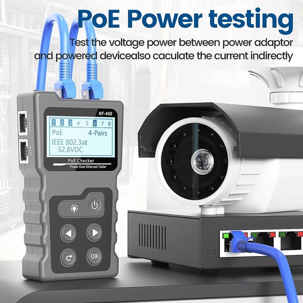 Nätverkskabeltestare, PoE-testning, LCD-display,NF-488