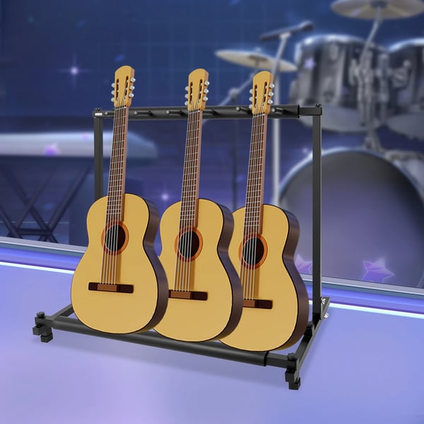 Guitar Stativ, Holder 5 Guitarer, Holdbar og Stilfuld Design,sort