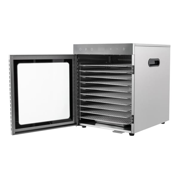 Maddehydrator, 10-bakke kapacitet, 800W effekt, digital termostat, 36L volumen, borddesign