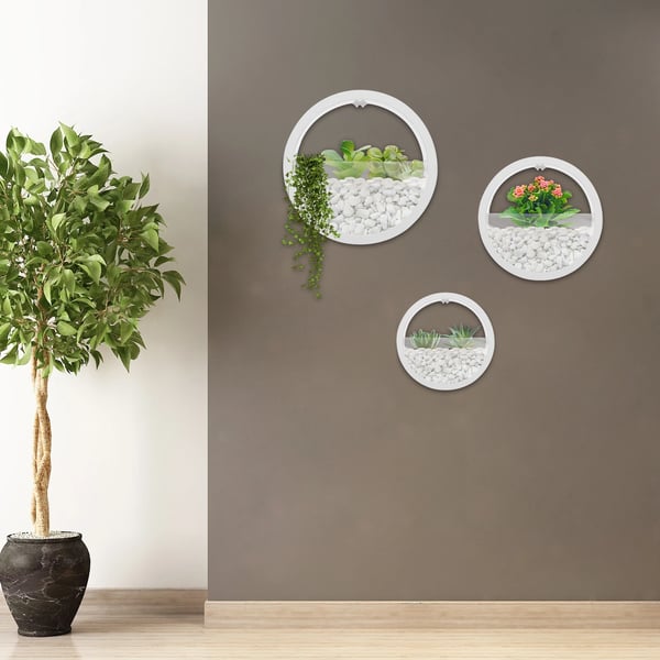 Väggplanterare, Dekorativ Design, Set om Tre,VIT