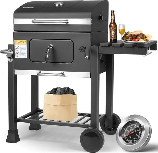 Kulgrill, Madlavningsareal 578 kvadrattommer, Dimensioner 116 x 55,7 x 100 cm, Sikkerhedsanordning Flamme-sikkerhedsanordning, Materiale Stål