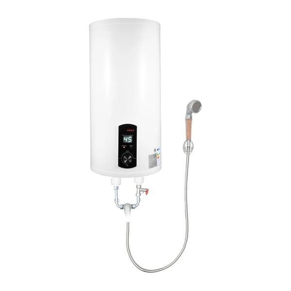 Elektrisk Vandvarmer, 50L Kapacitet, 2000W Effekt, Vertikal Design, Temperaturinterval 25-75°C, Rustfrit Stål og Emaljemateriale